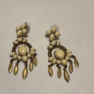 Stella & Dot Havana Cream and Gold tone Chandelier Earrings